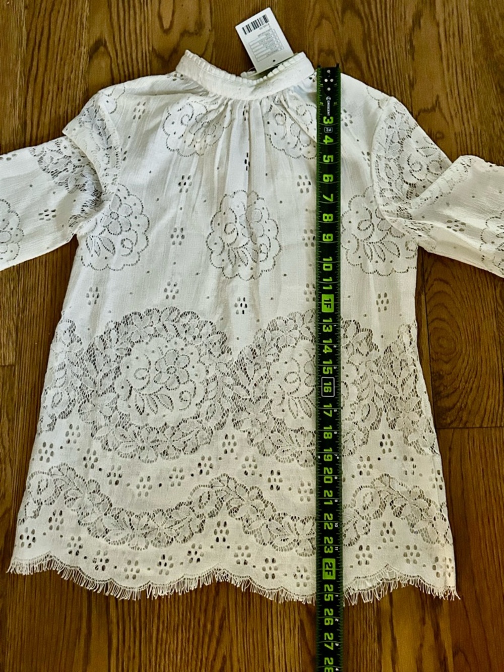 *Lace Eyelet High-Neck Blouse in Cream - Picture 7 of 9